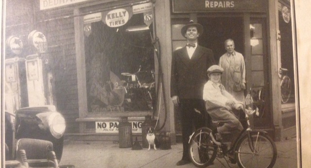 "picture of old dedham bike storefront"